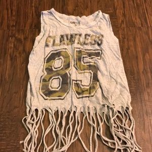 Gray Crop Top w/ Shredded Bottom